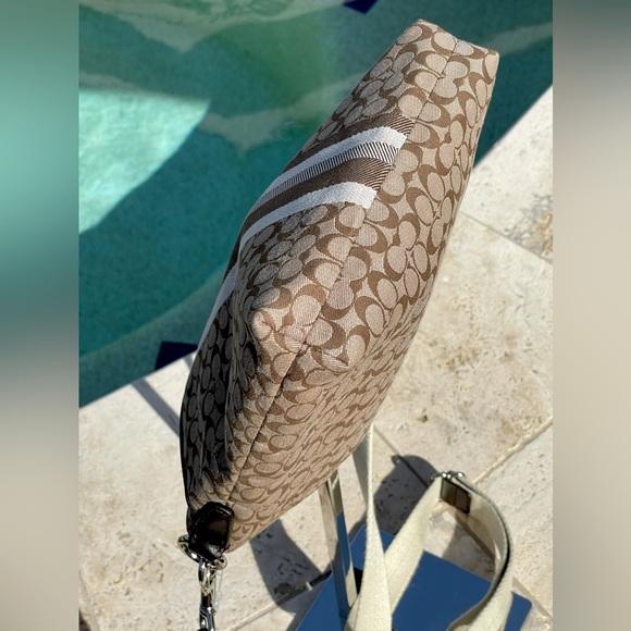 Coach Khaki/Mahogany Signature “C” Canvas Fabric/Leather XBody-adjustable Strap - Picture 9 of 16